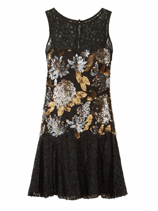 Nicole Miller Dresses & Skirts - Nicole Miller “Like to Party” Black Lace Floral Sequin Cocktail Dress Sz 0 USA